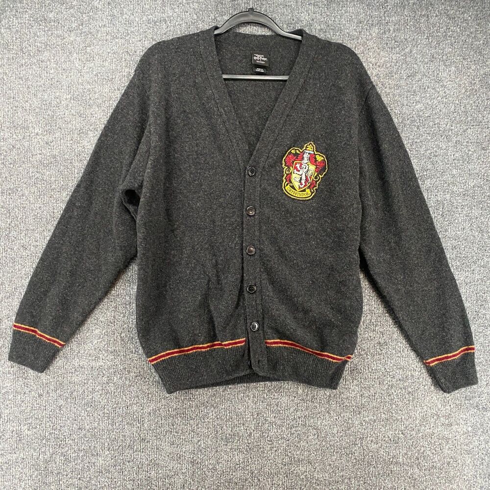 Harry Potter Universal Studios Cardigan Womens L LambsWool Gray Made in Scotland